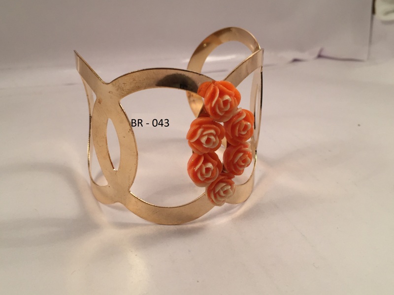 Gold toned  cuff chic and glamorous rose flower bracelet